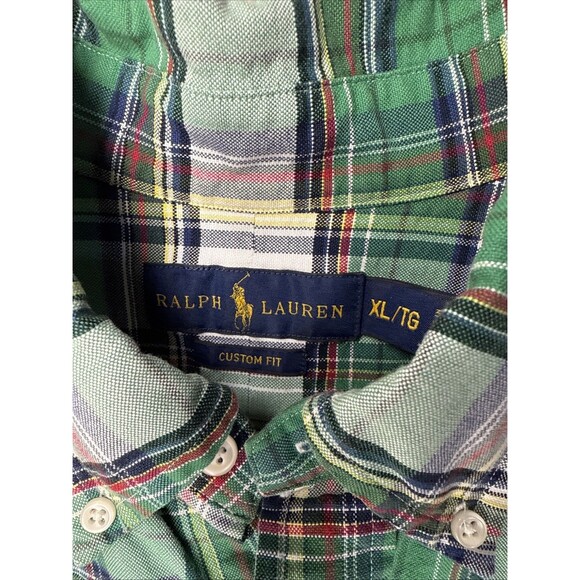 Ralph Lauren Green Plaid Shirt Long Sleeve Button Down Custom Fit Men’s Holiday - Picture 2 of 13